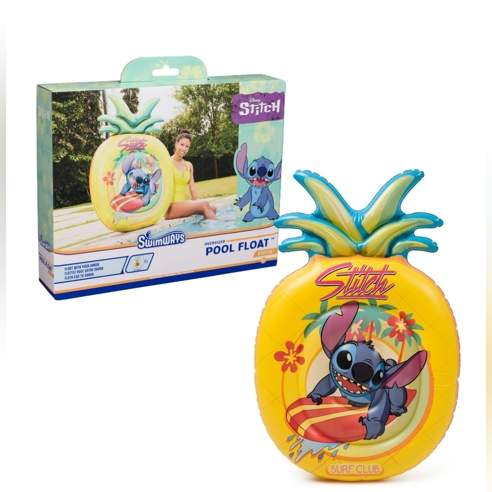 New SwimWays Stitch Oversized Pineapple Pool Float Island 14+